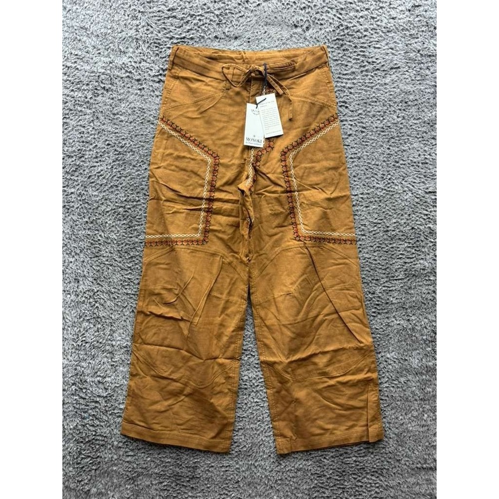 NWT Monoki by Diane Goldstein Galop Cotton Drawstring Pants Camel Women One Size